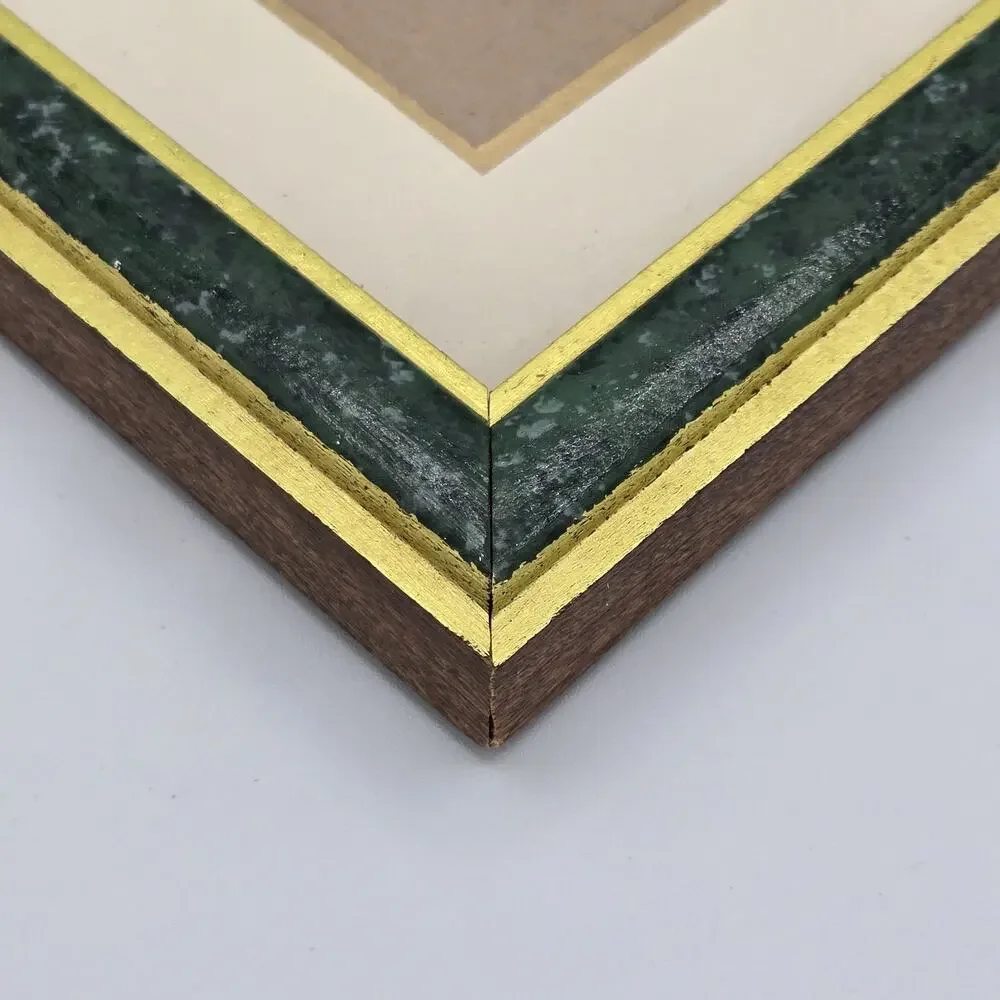 Vintage Green Faux-Marble & Gold Trim 7 Photo Picture Collage Frame
